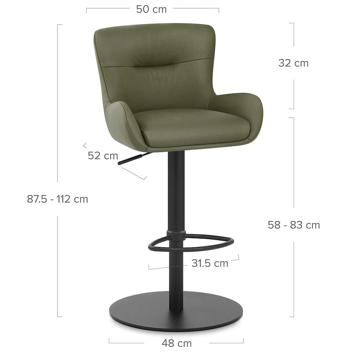 Taburete Cuero Auténtico - Faraday Verde
