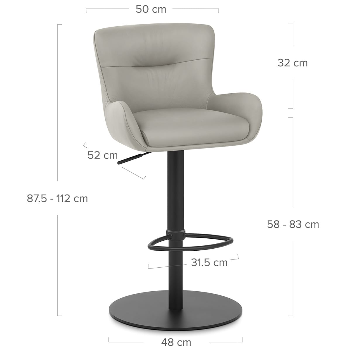 Taburete Cuero Auténtico - Faraday Gris
