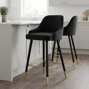 Taburete Terciopelo Dorado - Glam Negro
