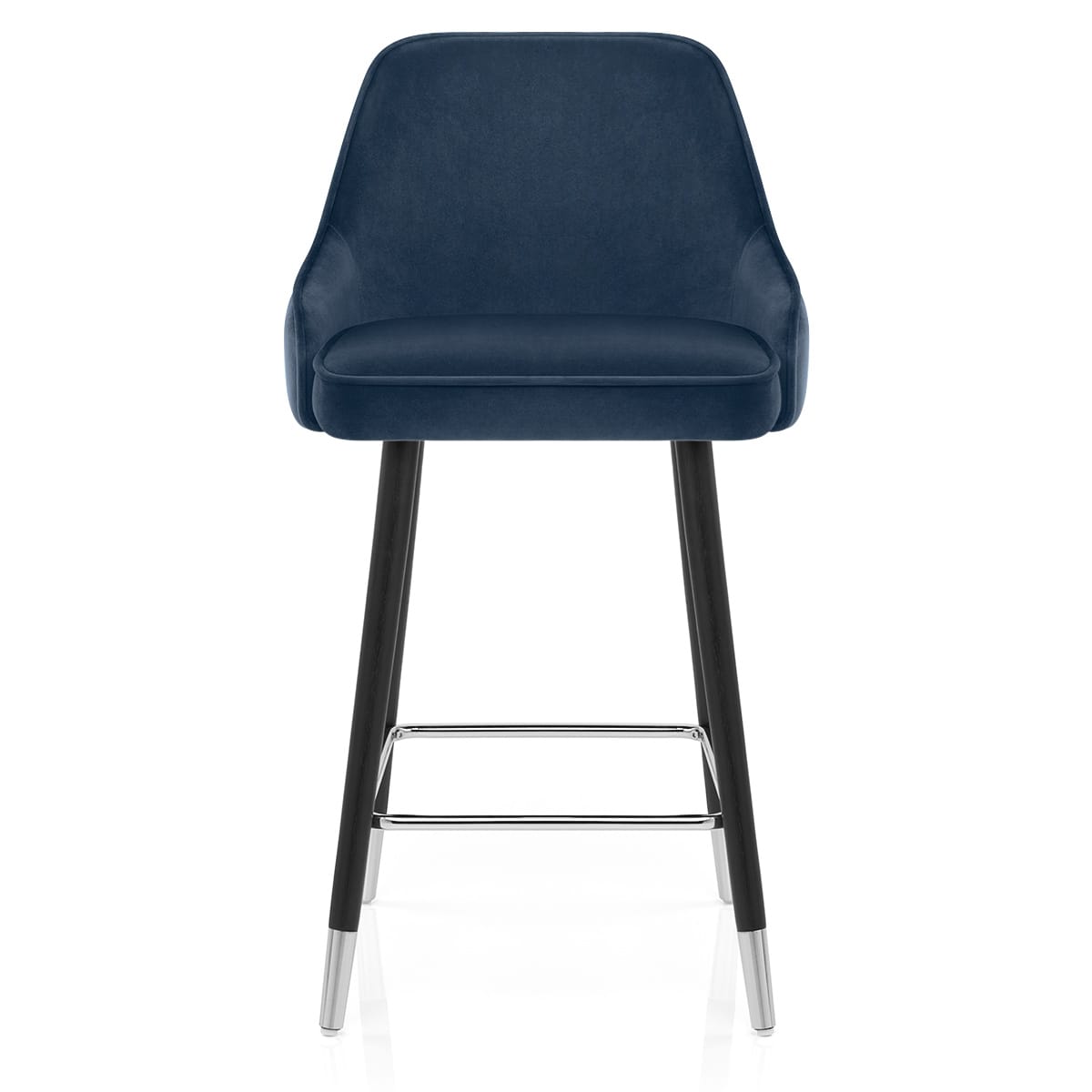 Taburete Terciopelo Madera - Glam Azul