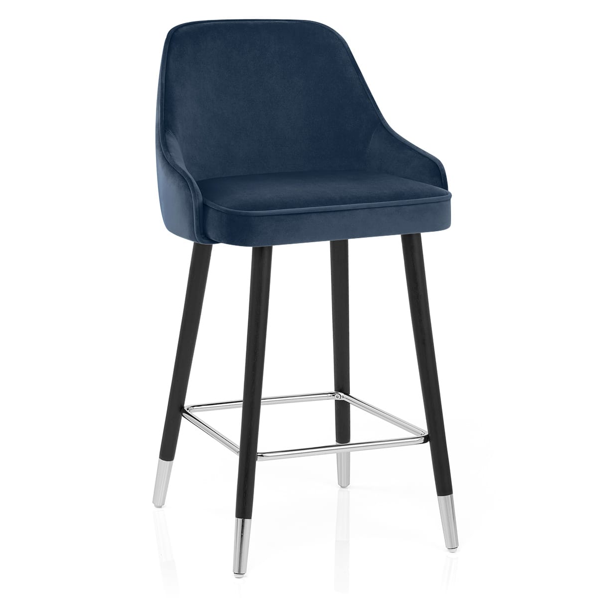 Taburete Terciopelo Madera - Glam Azul