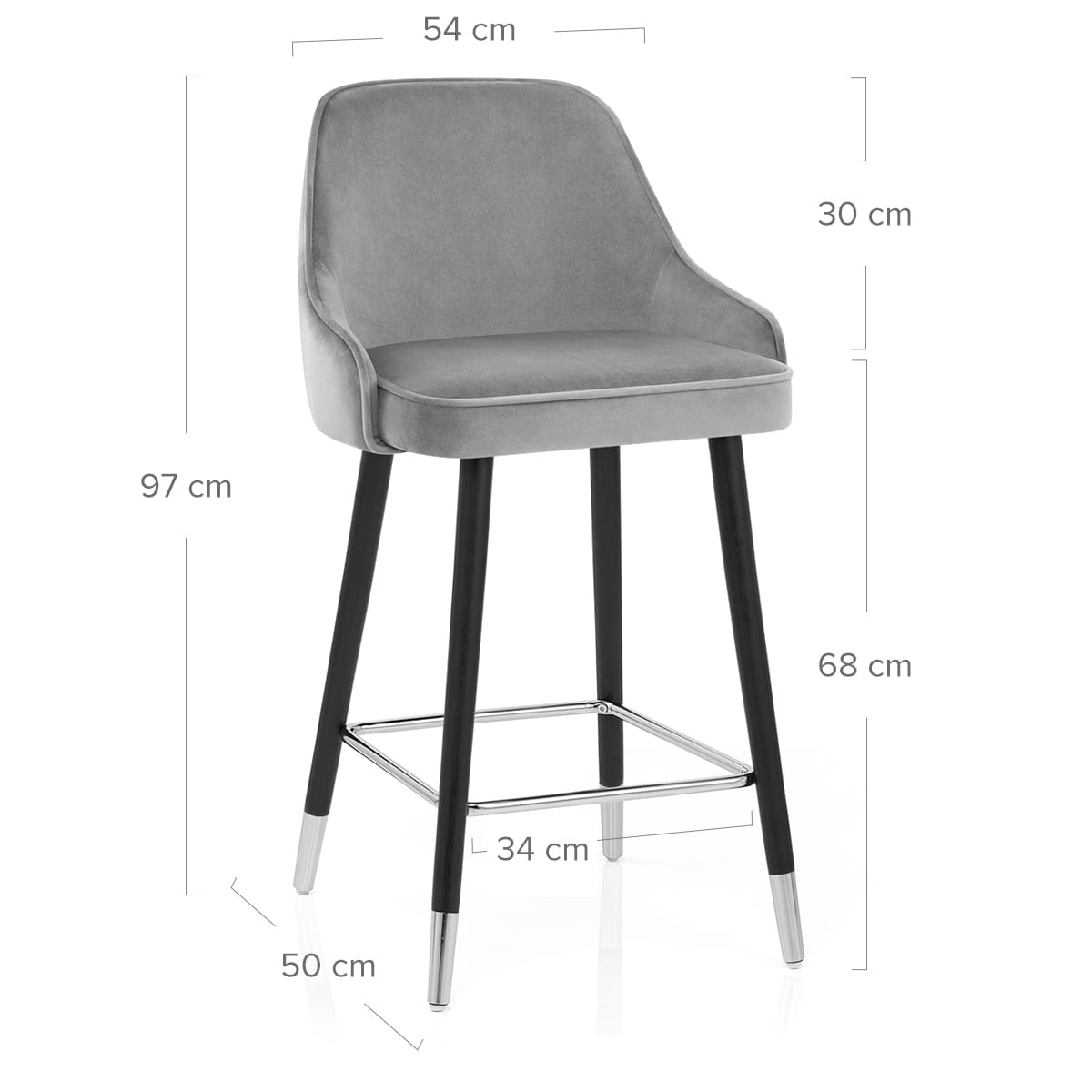 Taburete Terciopelo Madera - Glam Gris