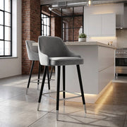 Taburete Terciopelo Madera - Glam Gris