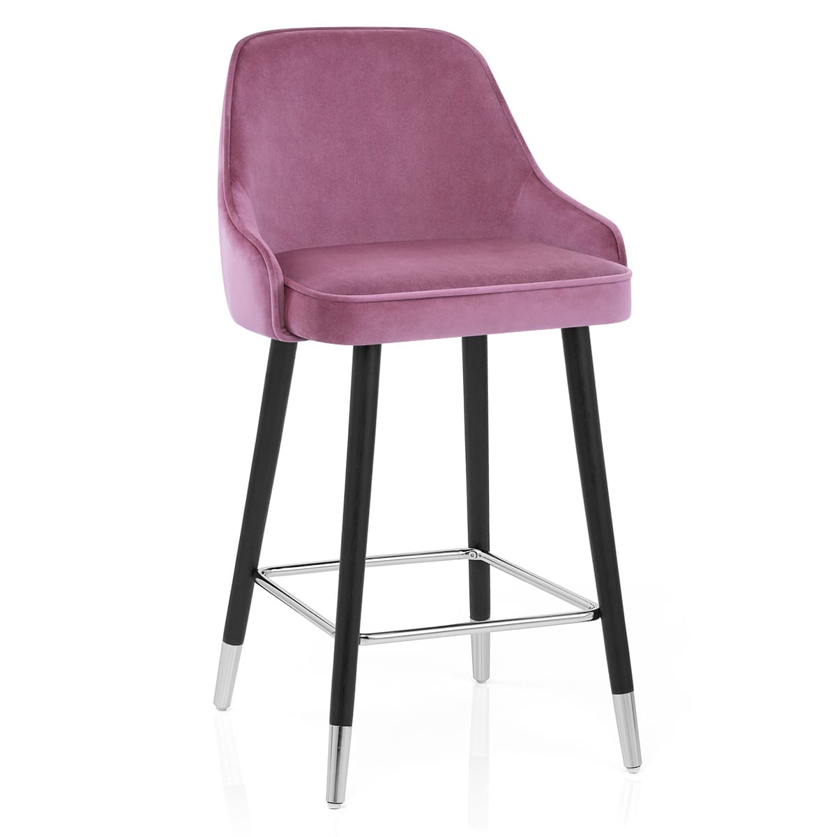 Taburete Terciopelo Madera - Glam Violeta