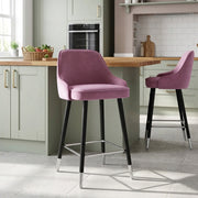 Taburete Terciopelo Madera - Glam Violeta