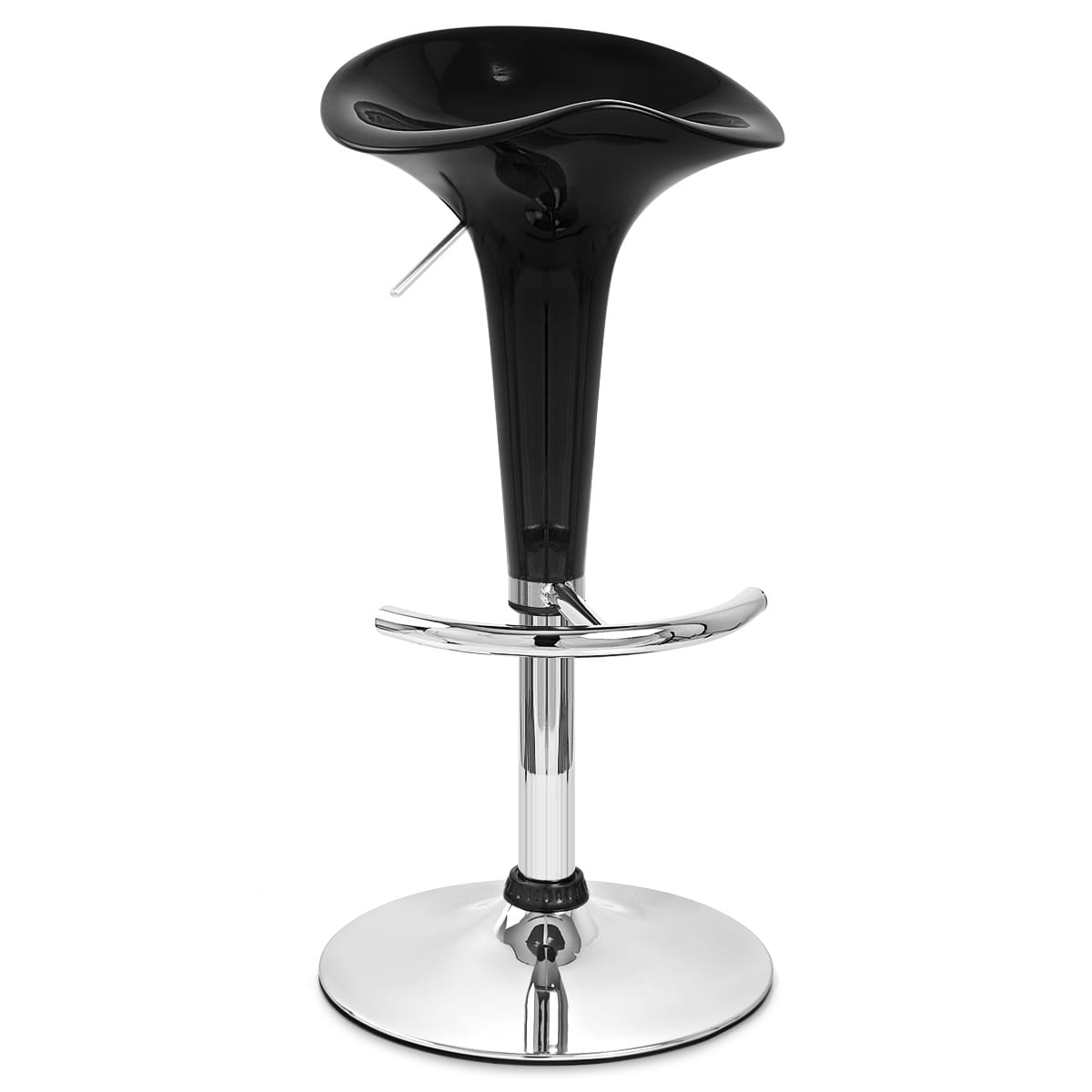 Taburete Plástico Cromo - Gloss Coco Negro