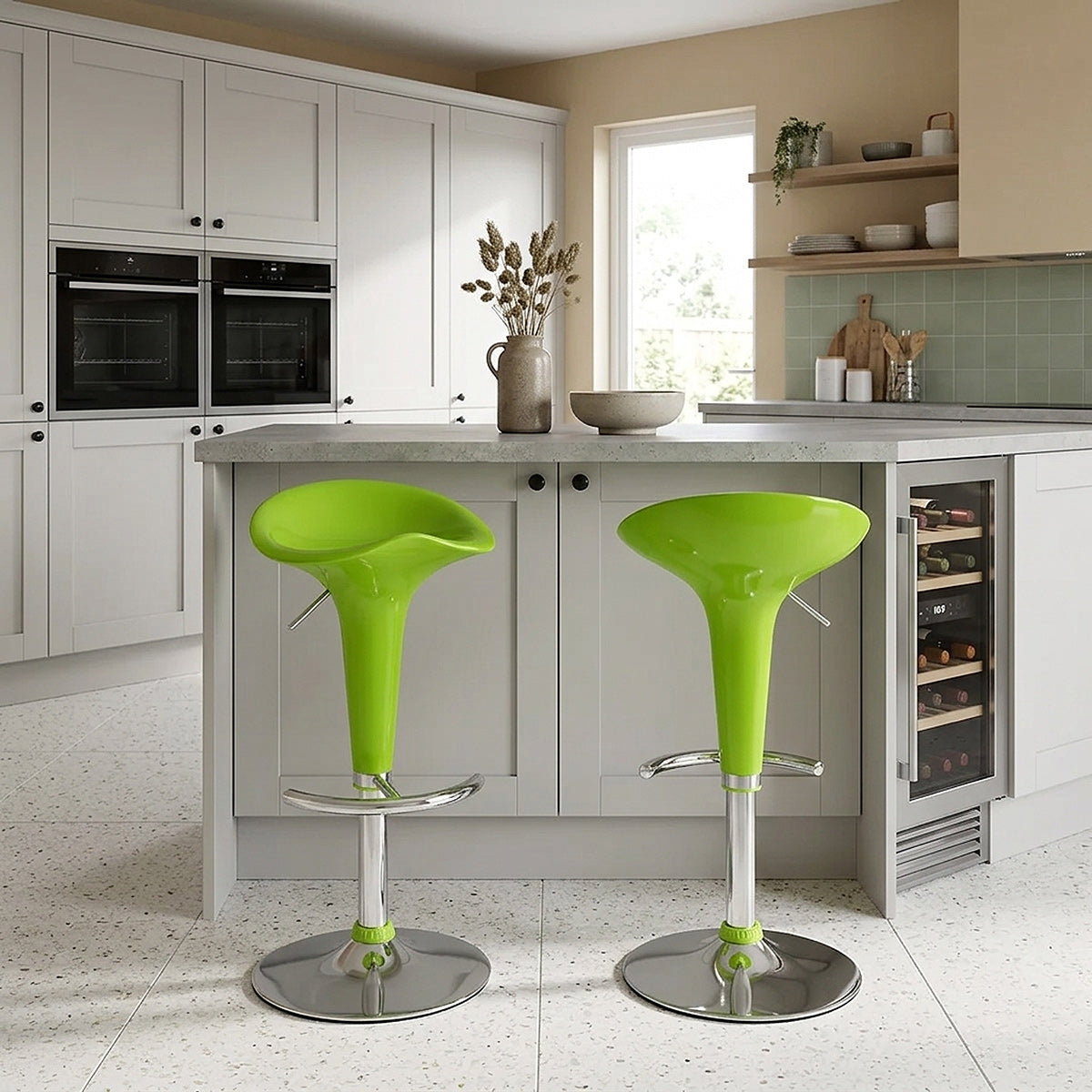 Taburete Plástico Cromo - Gloss Coco Verde