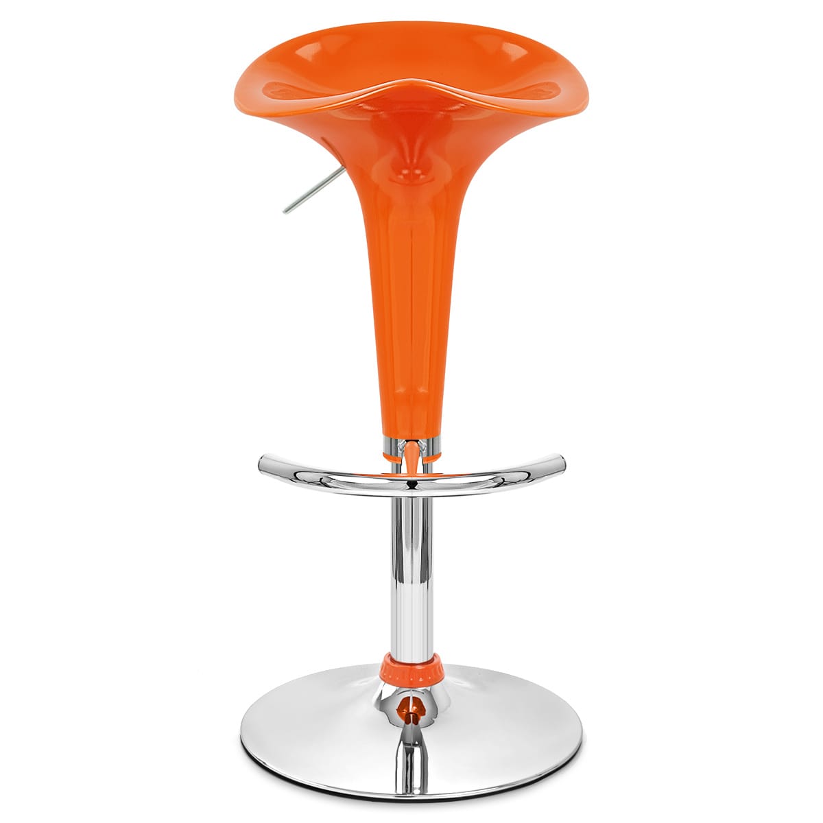 Taburete Plástico Cromo - Gloss Coco Naranja