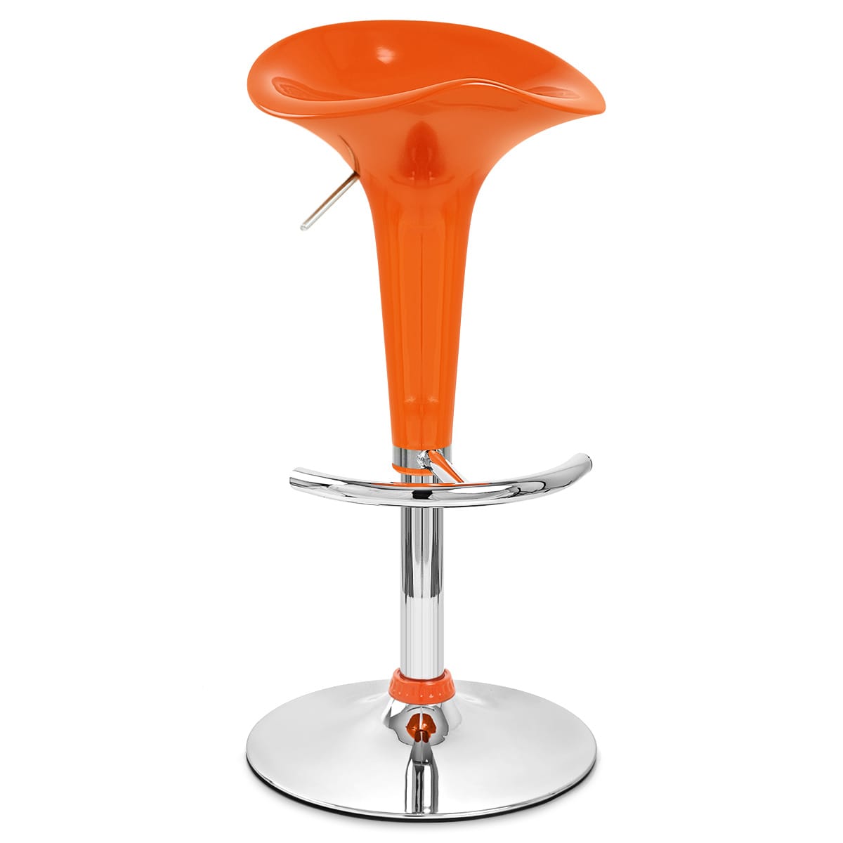Taburete Plástico Cromo - Gloss Coco Naranja
