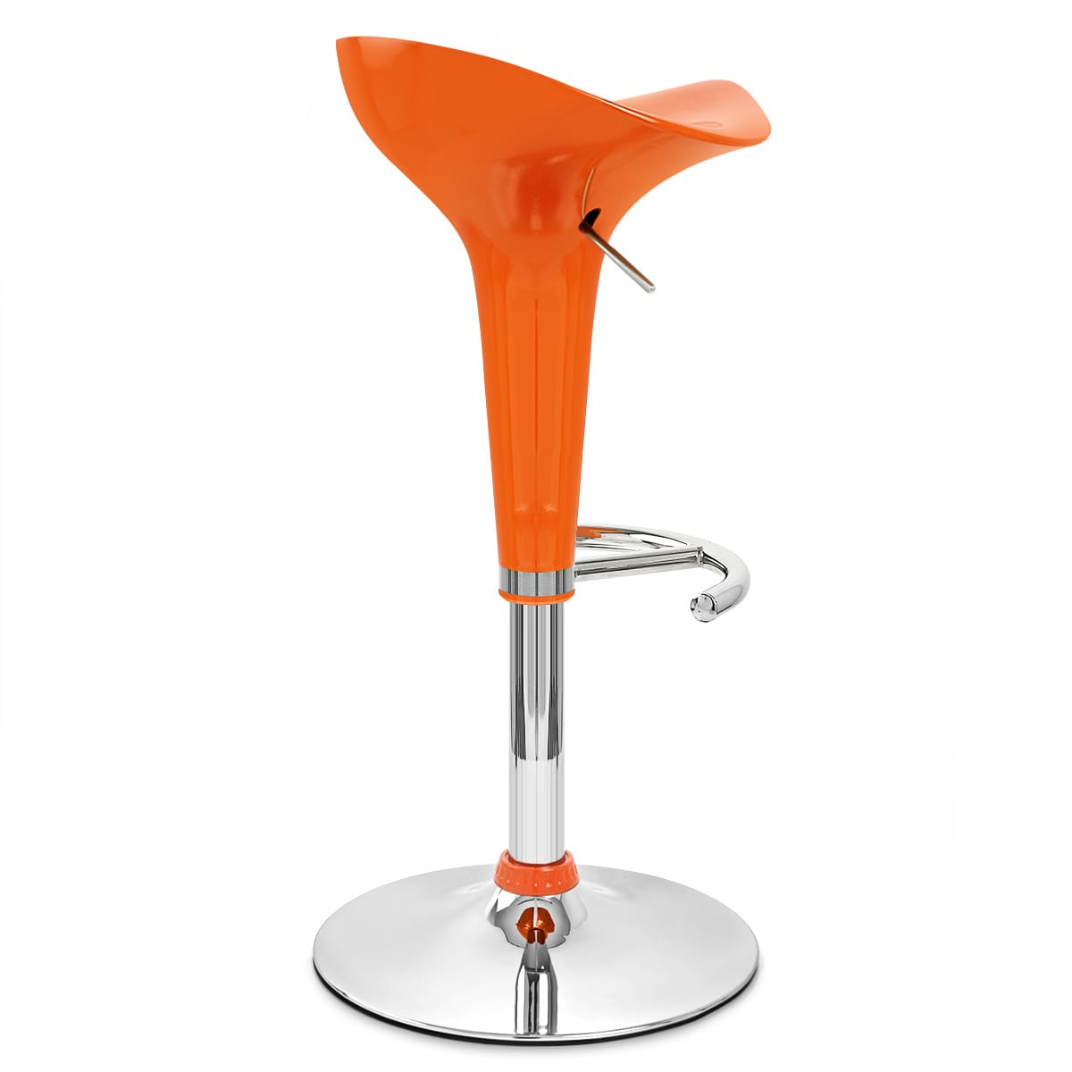 Taburete Plástico Cromo - Gloss Coco Naranja
