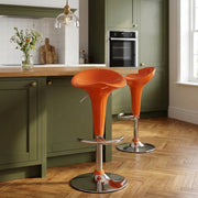 Taburete Plástico Cromo - Gloss Coco Naranja