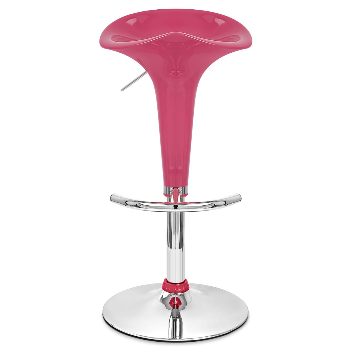 Taburete Plástico Cromo - Gloss Coco Rosa