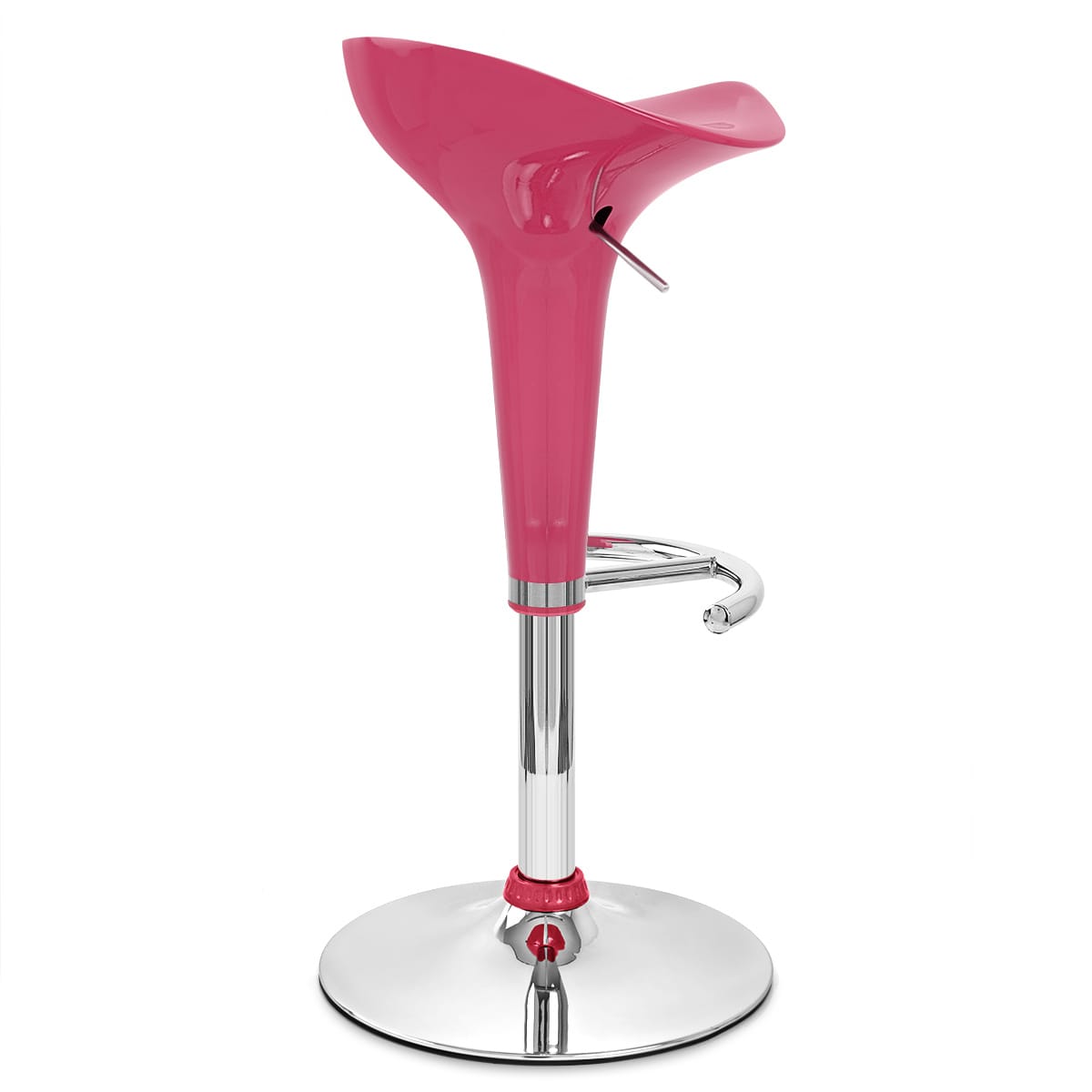 Taburete Plástico Cromo - Gloss Coco Rosa