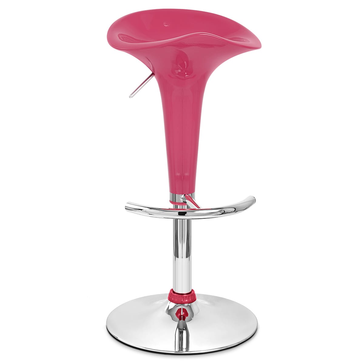 Taburete Plástico Cromo - Gloss Coco Rosa