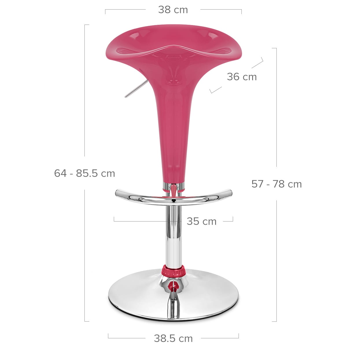 Taburete Plástico Cromo - Gloss Coco Rosa