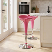 Taburete Plástico Cromo - Gloss Coco Rosa