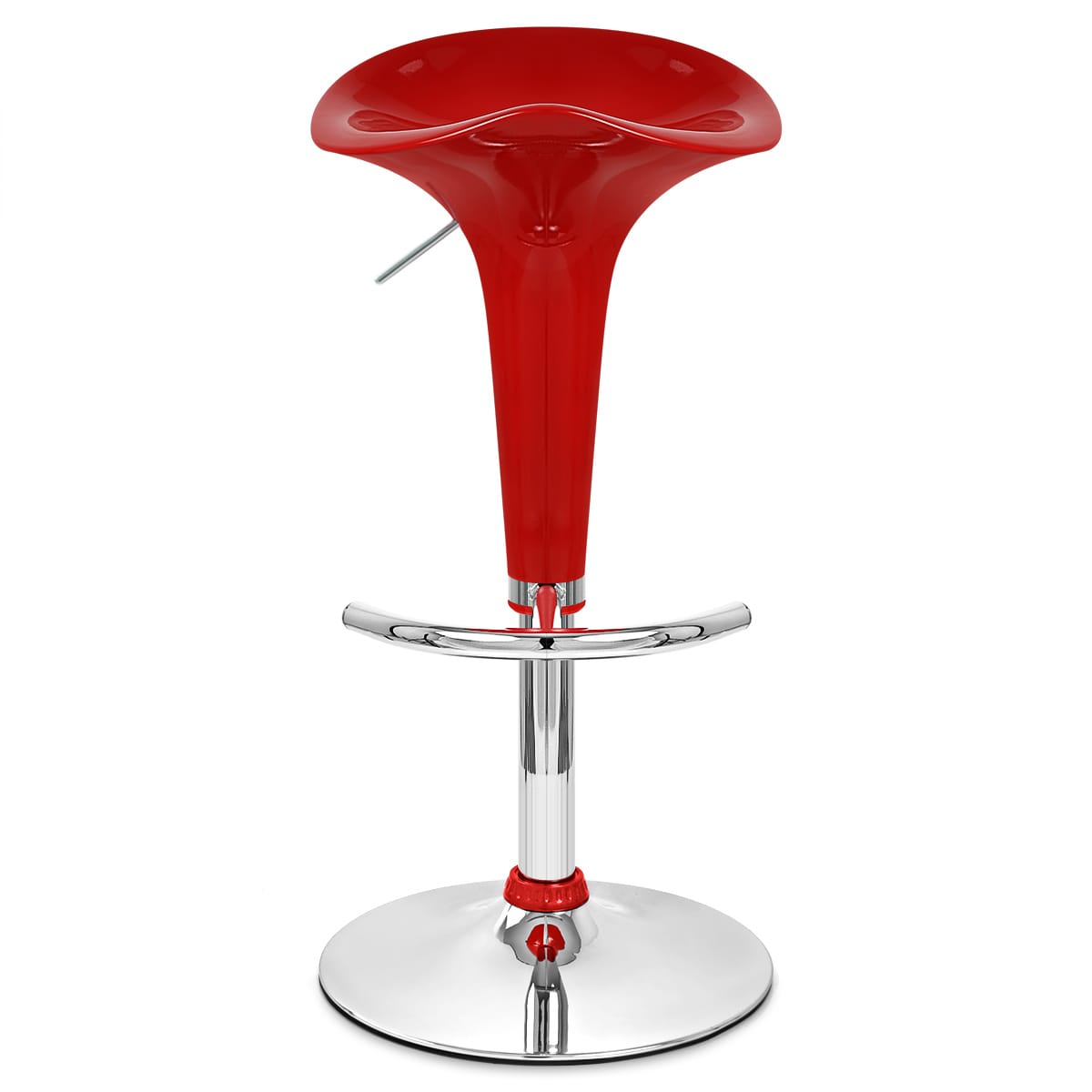 Taburete Plástico Cromo - Gloss Coco Rojo