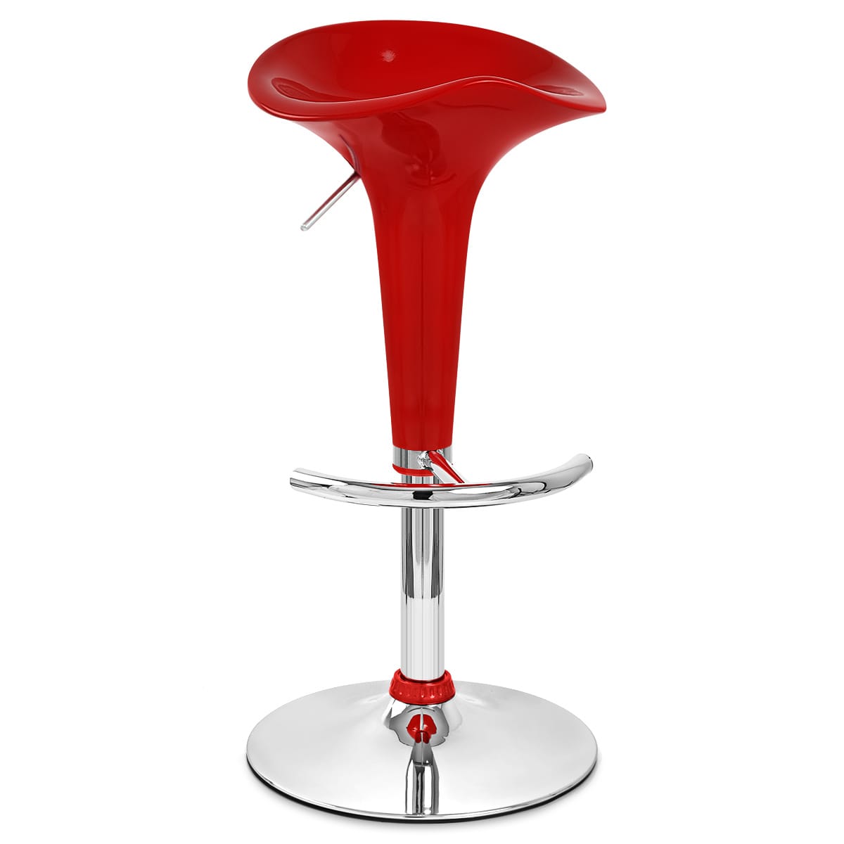 Taburete Plástico Cromo - Gloss Coco Rojo