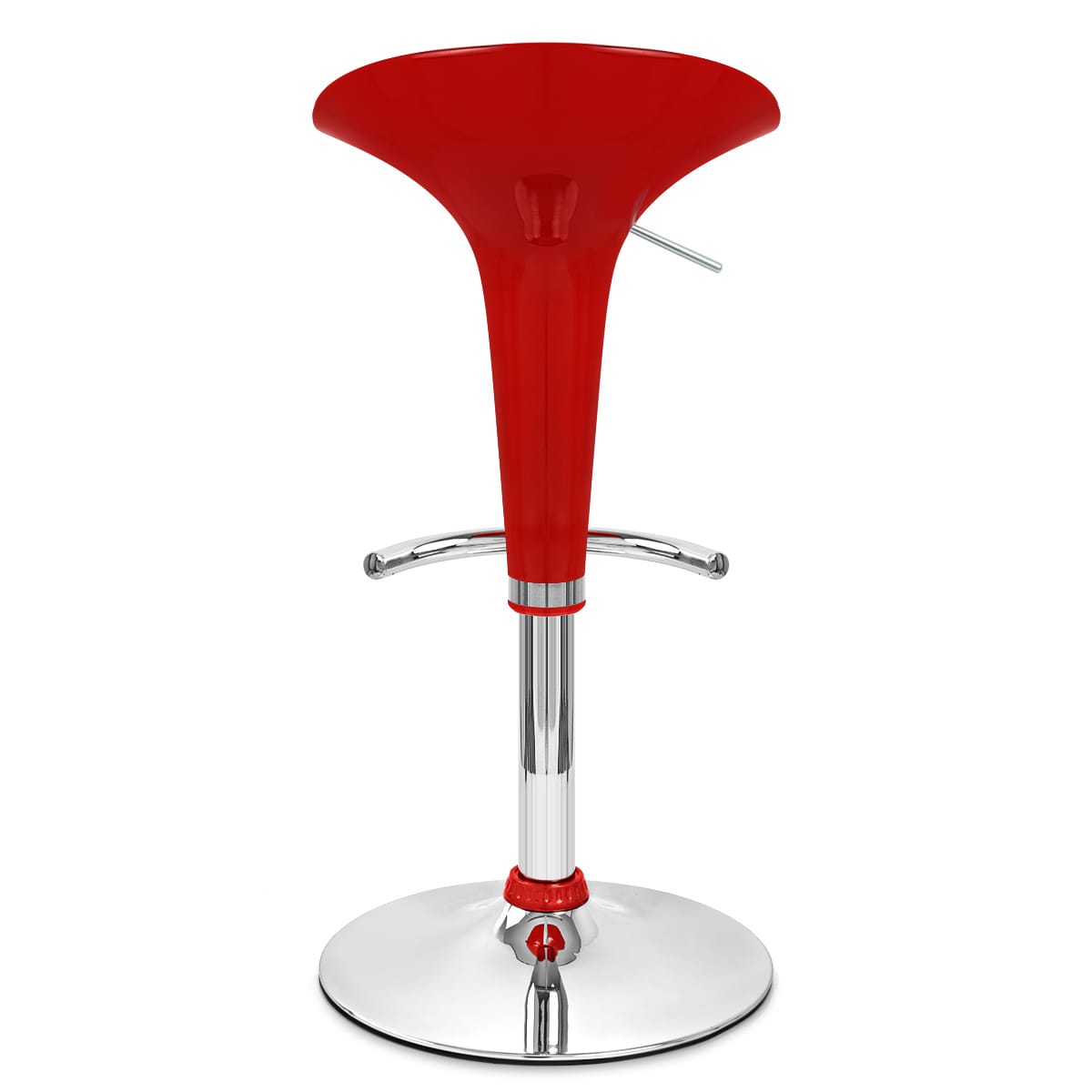 Taburete Plástico Cromo - Gloss Coco Rojo