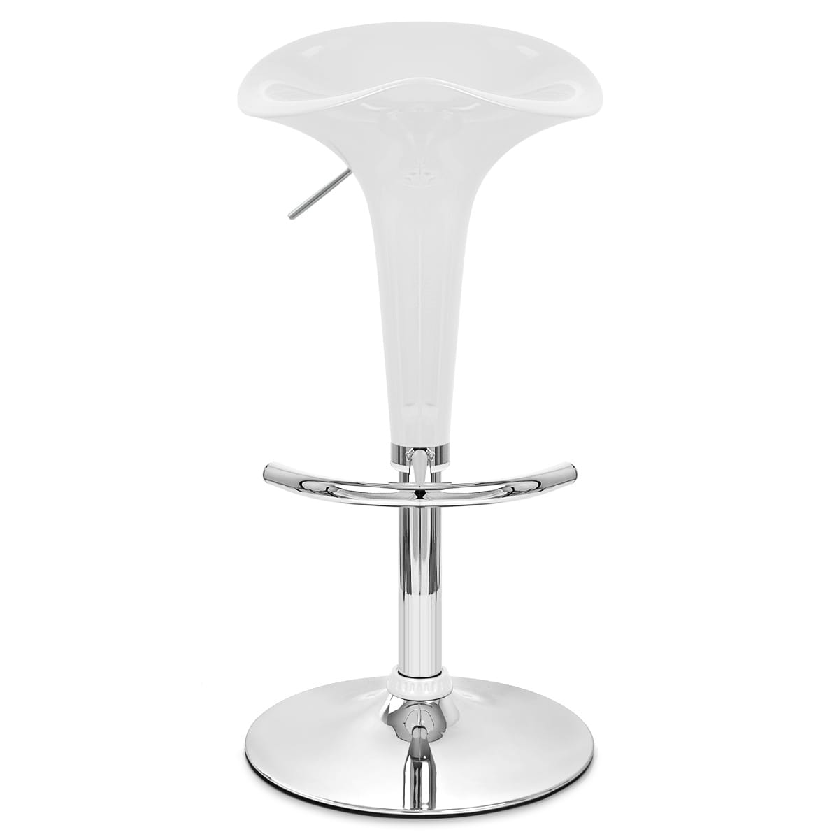 Taburete Plástico Cromo - Gloss Coco Blanco