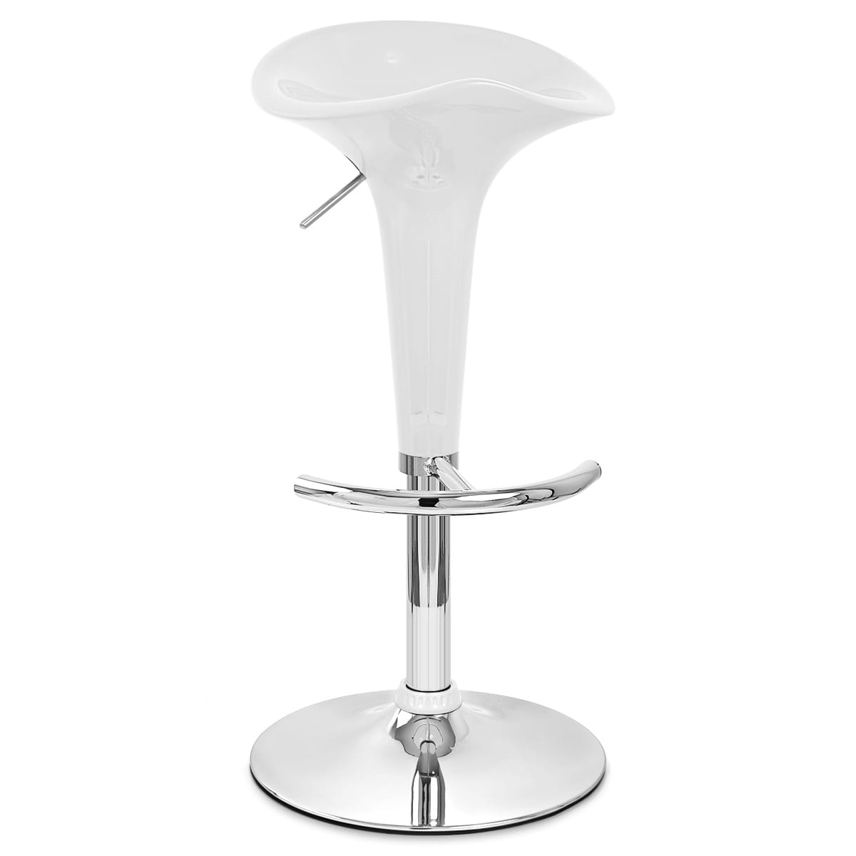 Taburete Plástico Cromo - Gloss Coco Blanco