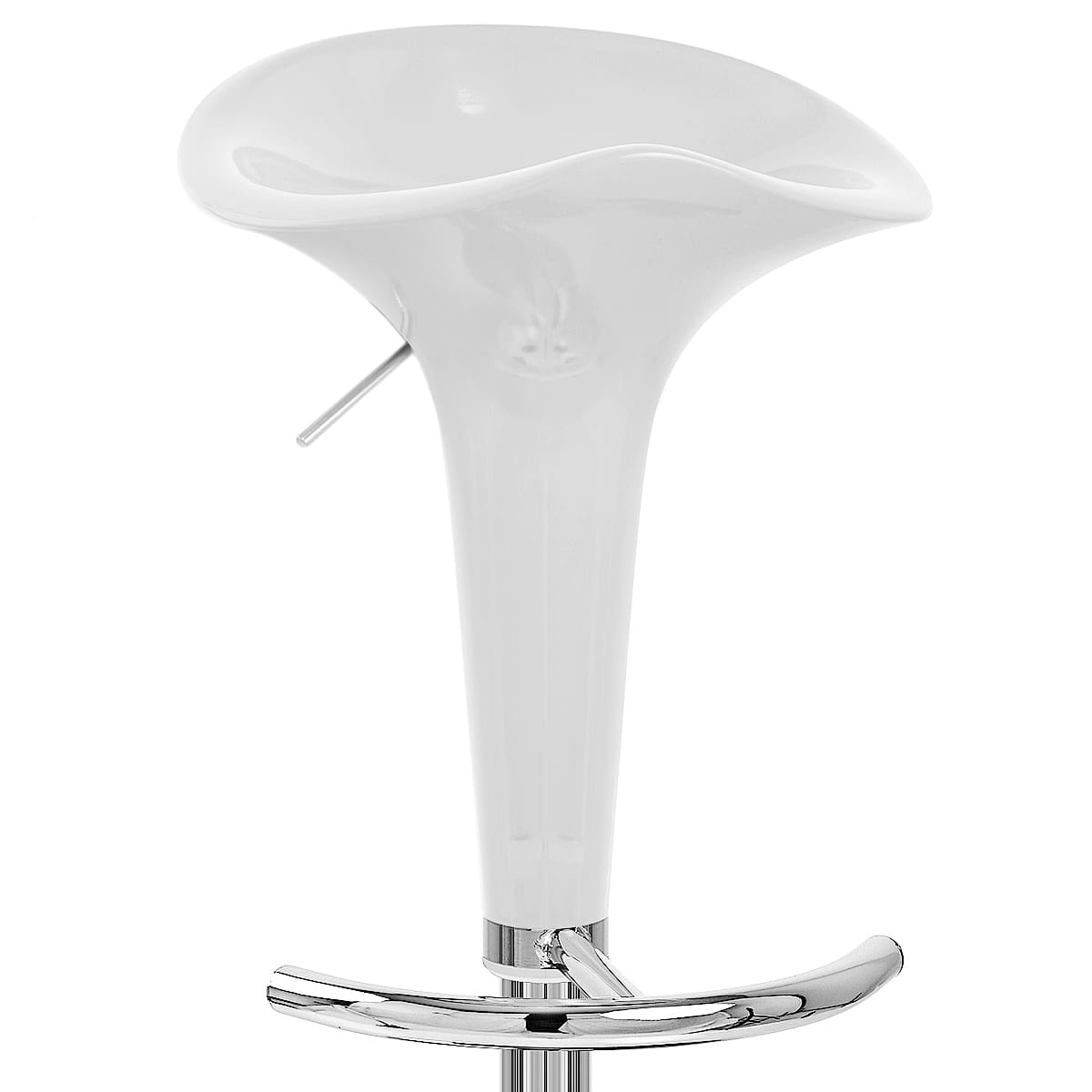 Taburete Plástico Cromo - Gloss Coco Blanco