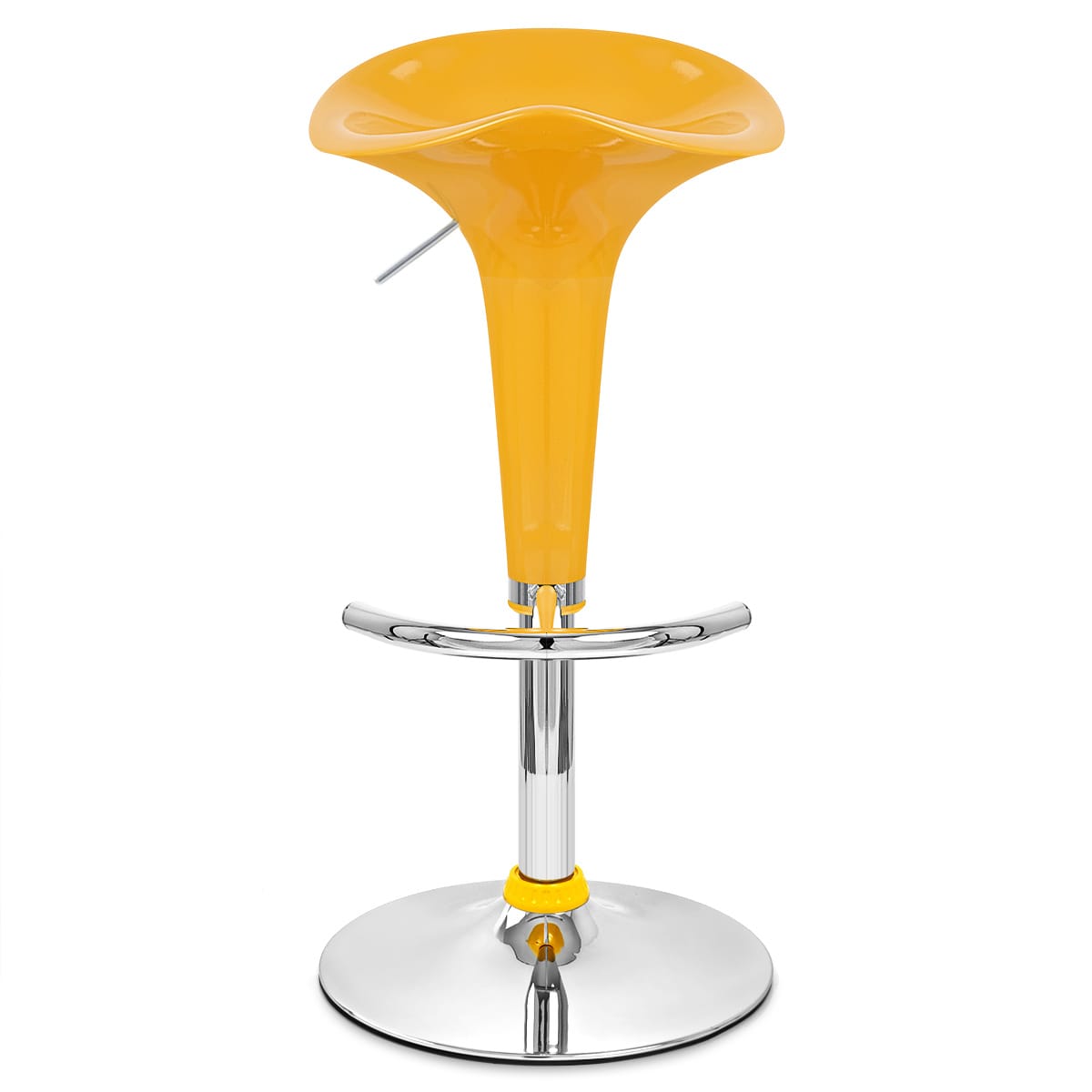 Taburete Plástico Cromo - Gloss Coco Amarillo