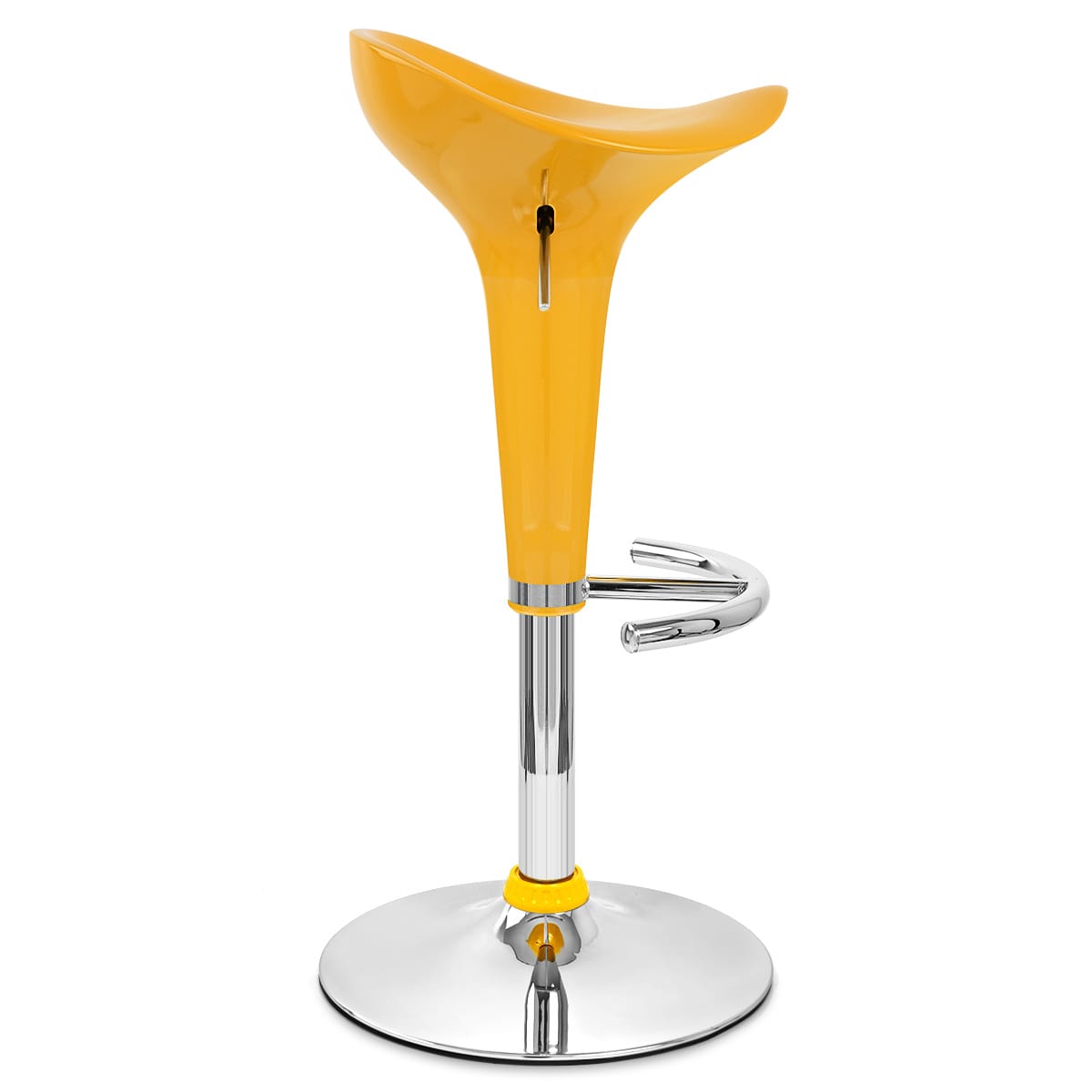 Taburete Plástico Cromo - Gloss Coco Amarillo