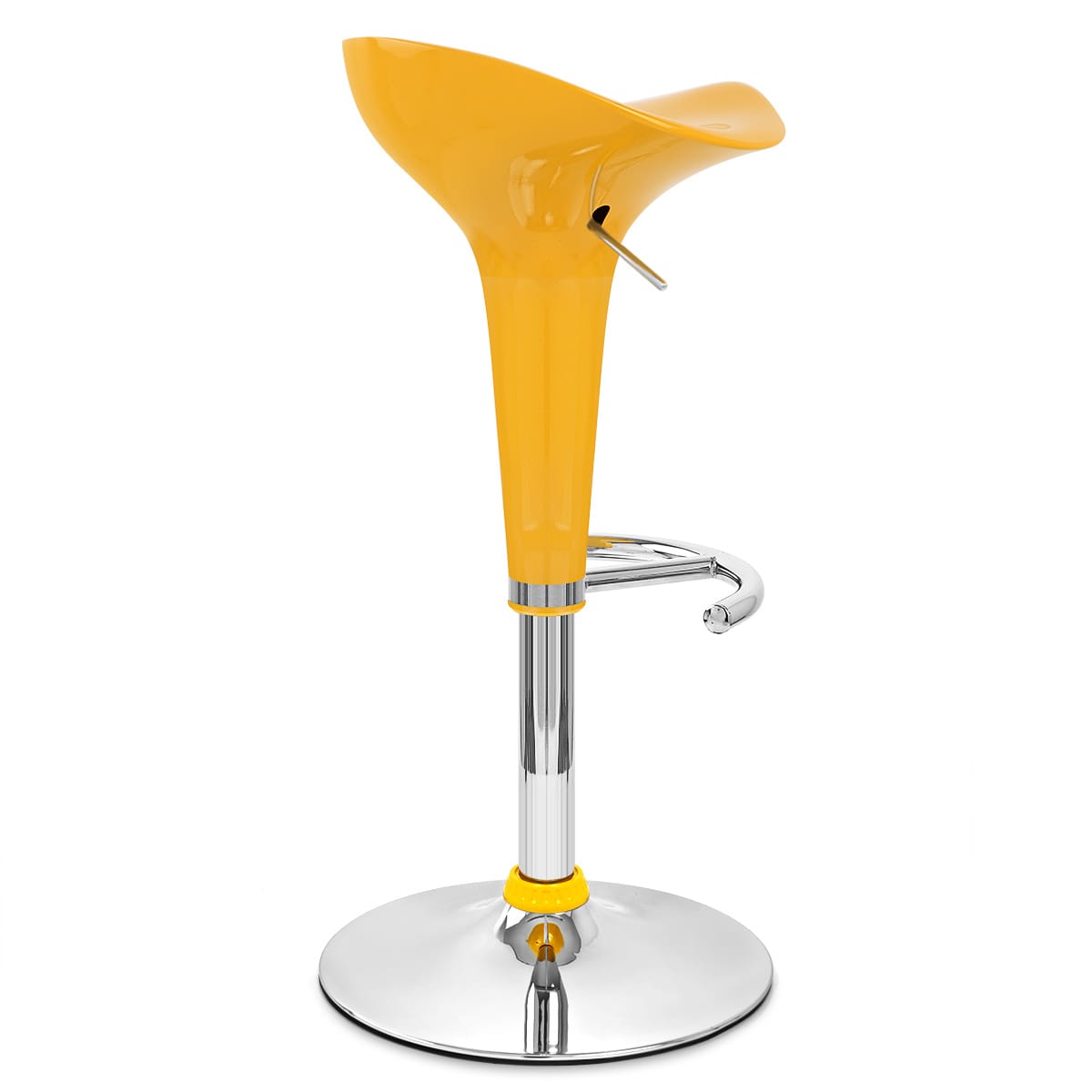 Taburete Plástico Cromo - Gloss Coco Amarillo