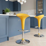 Taburete Plástico Cromo - Gloss Coco Amarillo