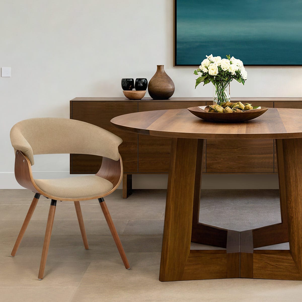 Silla Tela Madera - Grafton Crema