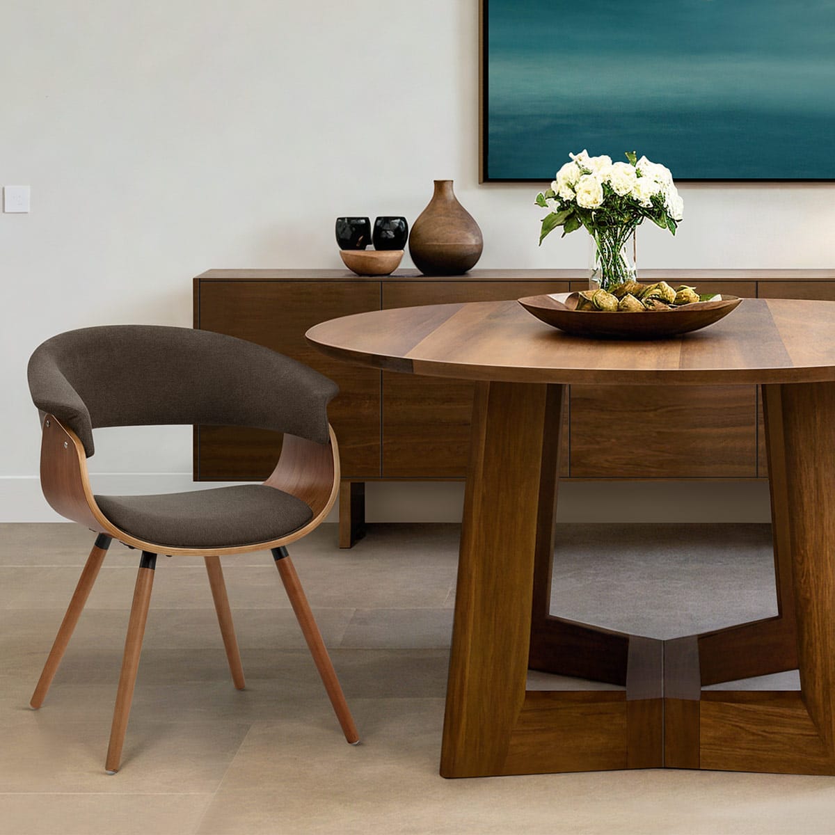 Silla Tela Madera - Grafton Marrón