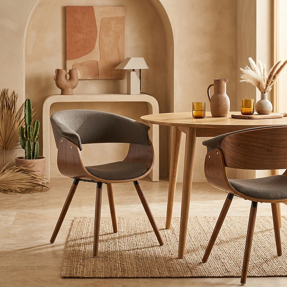 Silla Tela Madera - Grafton Marrón