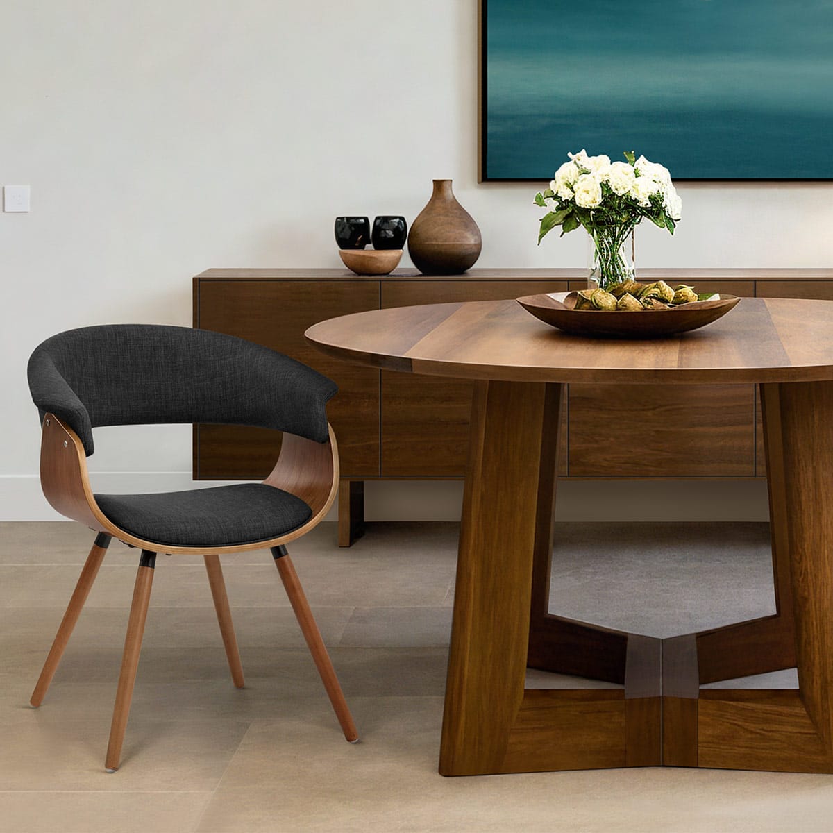 Silla Tela Madera - Grafton Gris