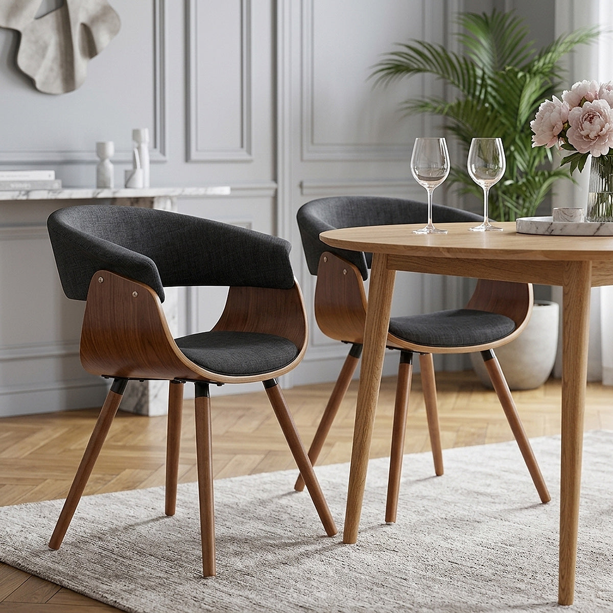 Silla Tela Madera - Grafton Gris