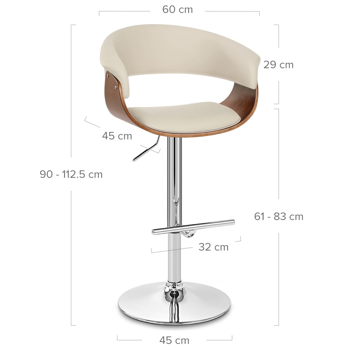 Taburete Polipiel Cromo - Grafton Crema