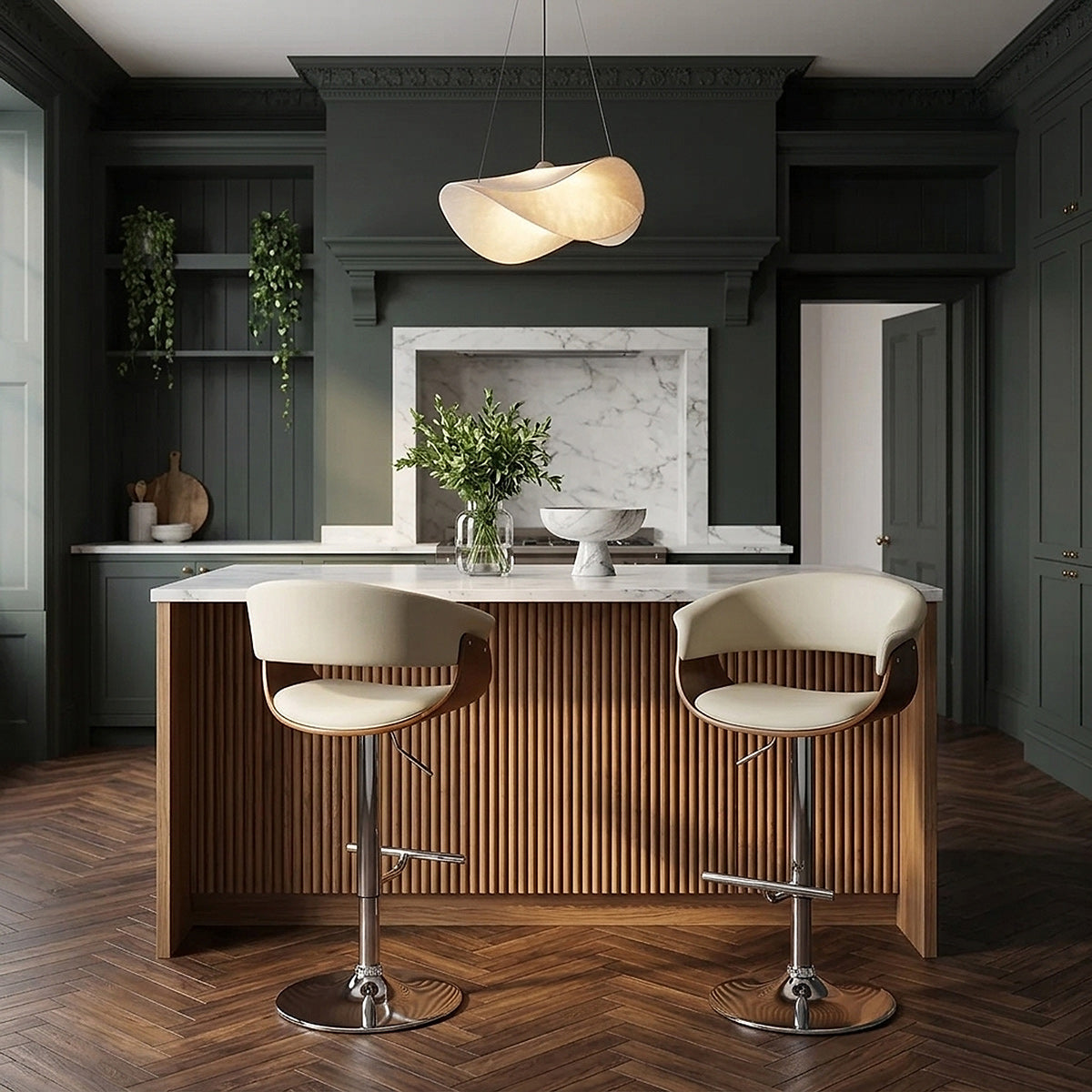 Taburete Polipiel Cromo - Grafton Crema