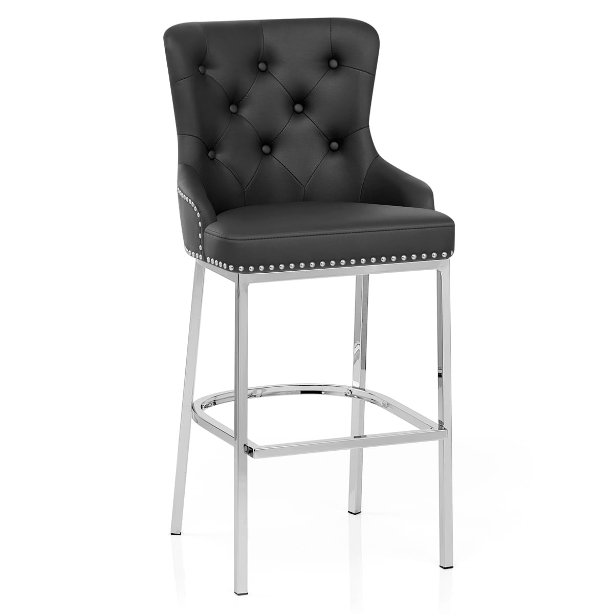 Taburete Polipiel Cromo - Grange Negro