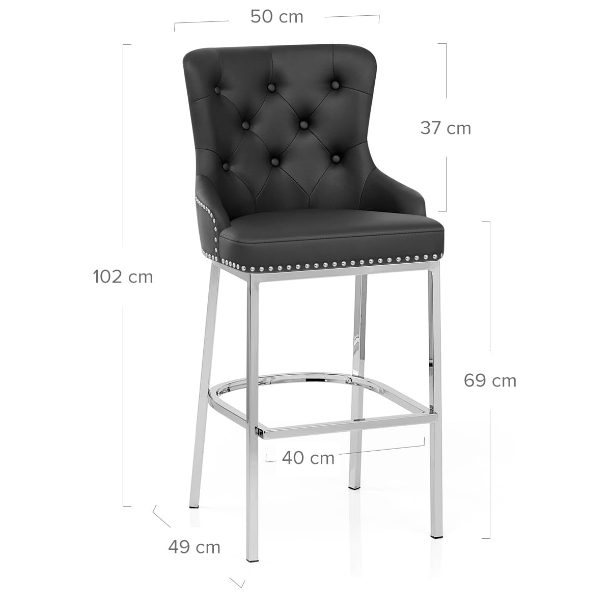 Taburete Polipiel Cromo - Grange Negro