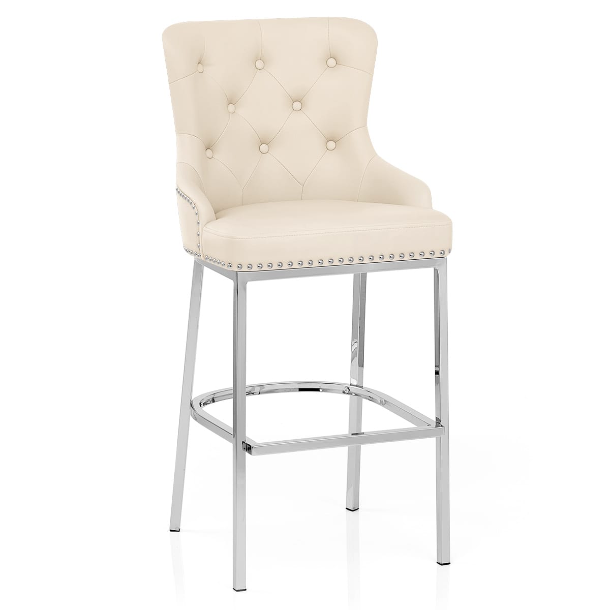 Taburete Polipiel Cromo - Grange Crema