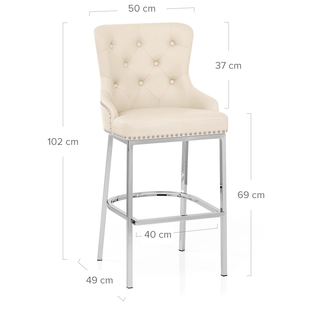 Taburete Polipiel Cromo - Grange Crema