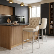 Taburete Polipiel Cromo - Grange Crema