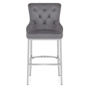 Taburete Terciopelo Cromo - Grange Gris