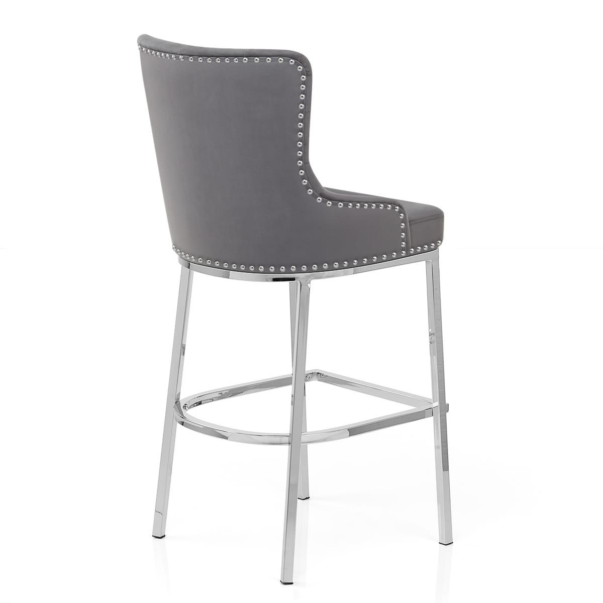 Taburete Terciopelo Cromo - Grange Gris