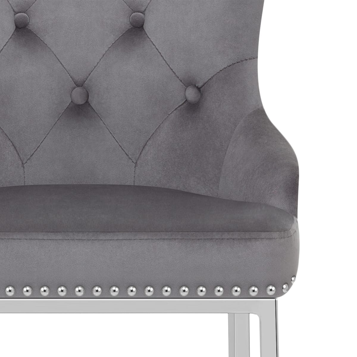 Taburete Terciopelo Cromo - Grange Gris