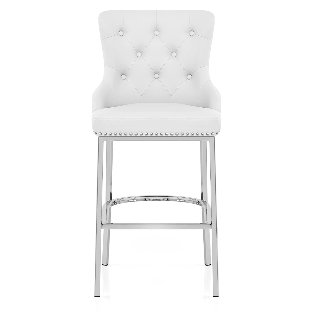 Taburete Polipiel Cromo - Grange Blanco