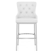 Taburete Polipiel Cromo - Grange Blanco