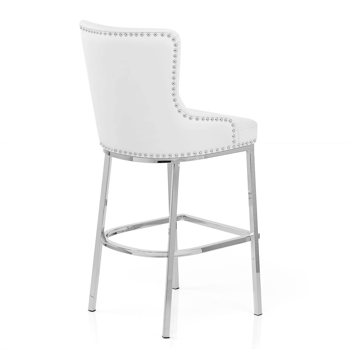 Taburete Polipiel Cromo - Grange Blanco