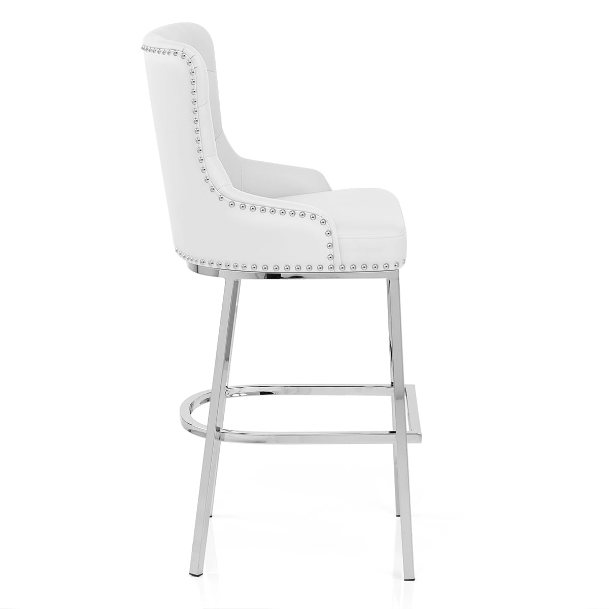 Taburete Polipiel Cromo - Grange Blanco
