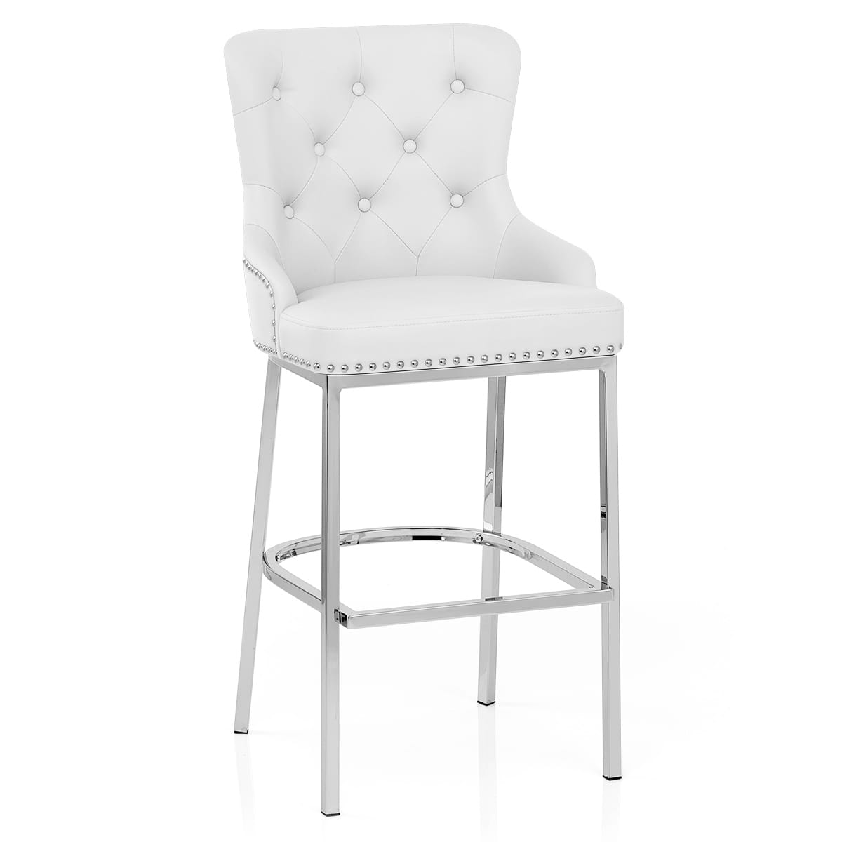 Taburete Polipiel Cromo - Grange Blanco